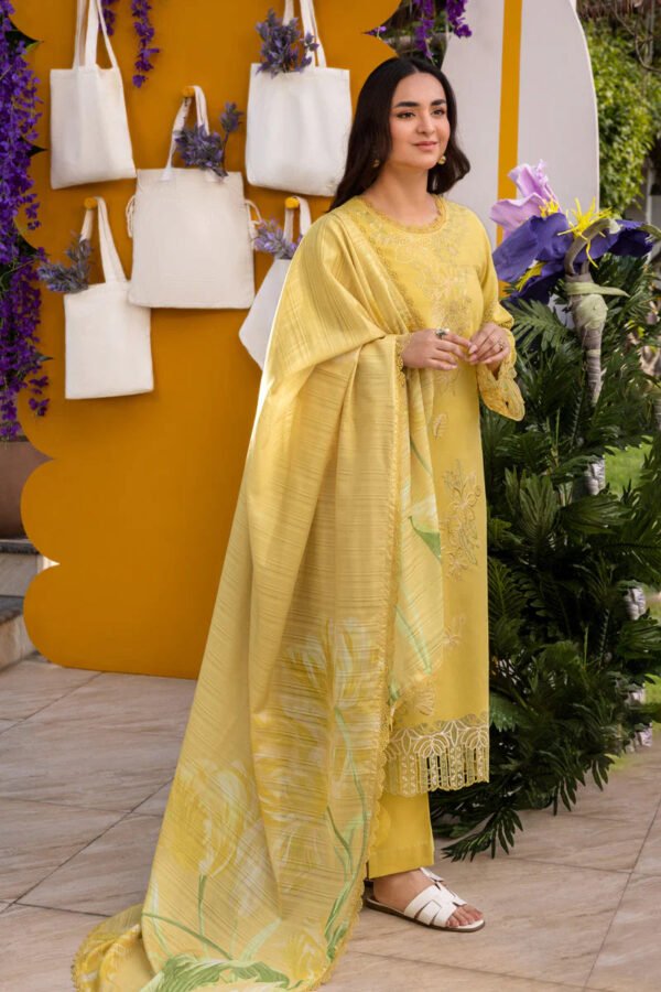 RANG RASIYA-3Piece LAWN EMBROIDERED SHIRT WITH MONARK PRINT DUPATTA AND TROUSER-ORC-056