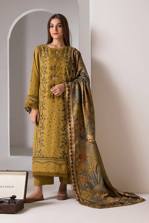 SOBIA NAZIR- 3Piece LAWN EMBROIDERED SHIRT WITH MONARK PRINT DUPATTA AND TROUSER-ORC-039