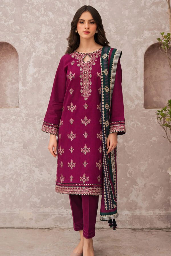 JAZMIN 3Piece LAWN EMBROIDERED SHIRT WITH MONARK PRINT DUAPATTA-ORC-020