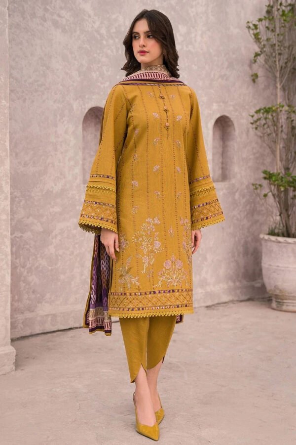 JAZMIN-3Piece-LAWN EMBROIDERED SHIRT WITH MANNAR PRINT DUPATTA AND TROUSER-ORC-021