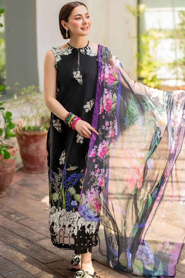 ASIFA NABEEL-3Piece LAWN PRINT EMBROIDERED SHIRT WITH CHIFFON PRINT DUPATTA AND PRINT TROUSER-ORC-066