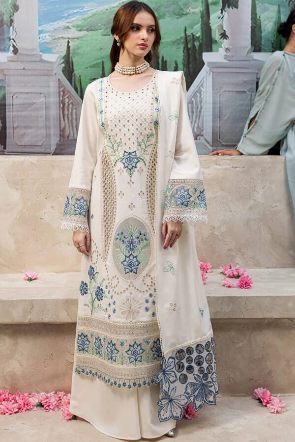 JAZMIN-3Piece LAWN LASER EMBROIDERED SHIRT WITH LAWN LASER CUT EMBROIDERED READY TO WEAR DUPATTA-ORC-051