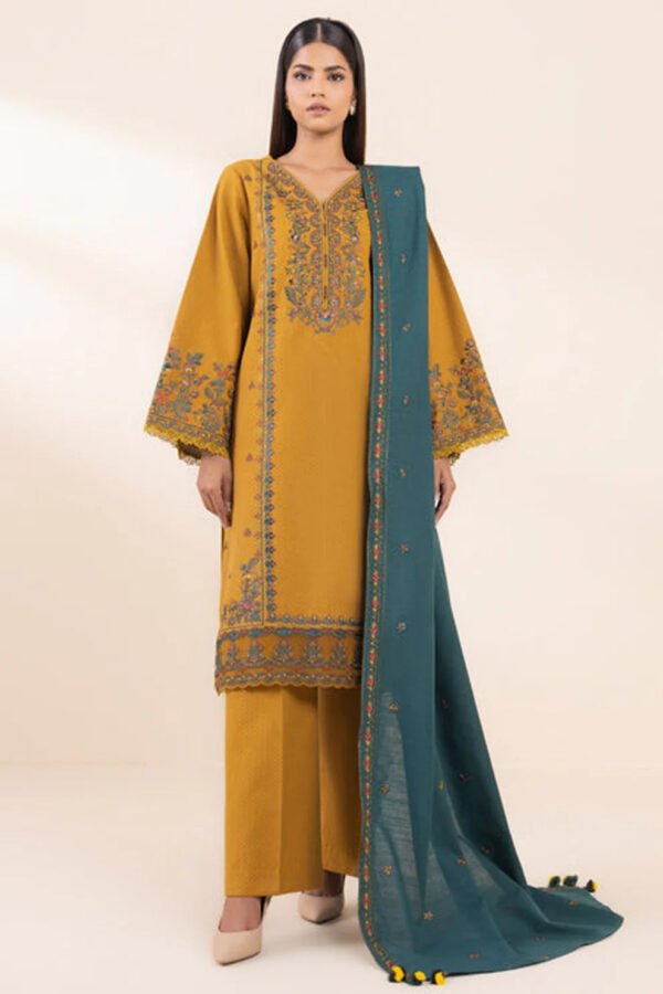 SAPPHIRE- 3Piece LAWN EMBROIDERED SHIRT WITH LAWN EMBROIDERED DUPATTA AND TROUSER-ORC-O36